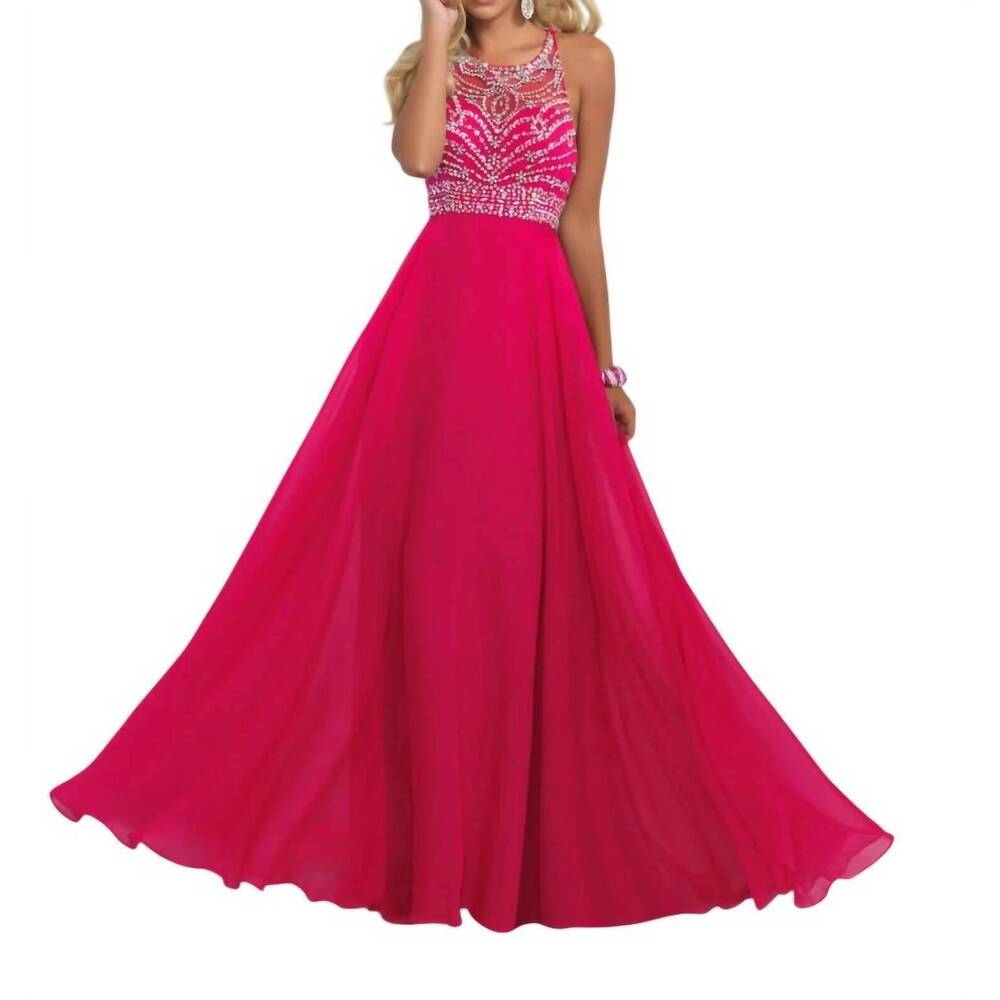 NEW BLUSH PROM beaded mesh bodice gown in coral